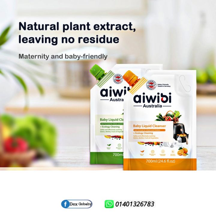 Aiwibi Australia Baby Liquid Cleanser Refill Pack – 700ml,  Aiwibi baby cleanser, baby bottle cleaner, liquid cleanser refill, baby dish wash, milk bottle cleaner, safe baby wash, Aiwibi Australia refill pack
