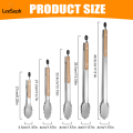 Leeseph Stainless Steel Food Tongs, Heavy Duty Kitchen Tongs with Wooden Handle for Cooking, Grilling and BBQ, 7-16 Inch Length. 