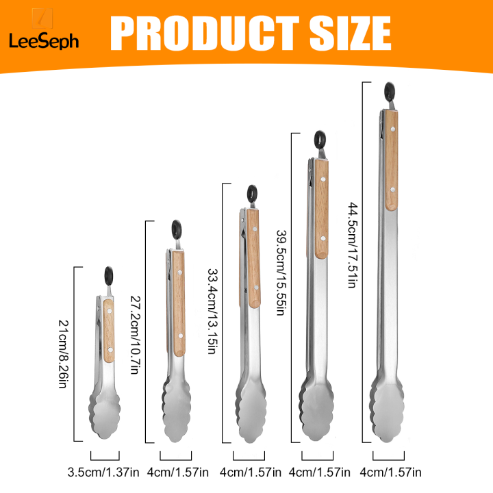 Leeseph%20Stainless%20Steel%20Food%20Tongs,%20Heavy%20Duty%20Kitchen%20Tongs%20with%20Wooden%20Handle%20for%20Cooking,%20Grilling%20and%20BBQ,%207-16%20Inch%20Length%20-%20Image%202