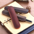 Retro Handmade Genuine Leather Pencil Bag Cowhide Metal Fountain Pen Holders Case Pouch Business Office s School Stationery.