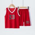 Summer CHILDREN'S Basketball Suit Boys and Girls Sports Vest Shorts Suit 23rd Handsome Boys and Students Vest Suit 2-piece..