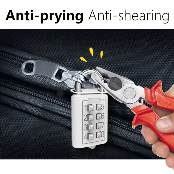 8-digit%20Combination%20Outdoor%20Button%20Waterproof%20Fixed%20Random%20Code%20Padlock%20Zinc%20Alloy%20Luggage%20Travel%20Smart%20Lock%20With%20Key%20Anti-theft%20-%20Image%204