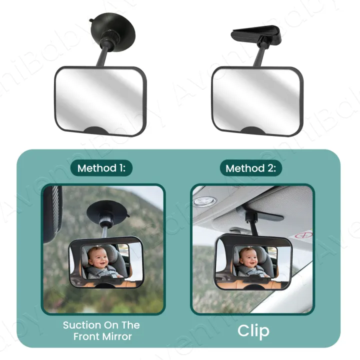 2PC%20Baby%20Car%20Mirror%20Set%20Including%20Clip-On%20Forward-Facing%20Mirror%20&%20360%C2%B0%20Rotatable%20Shatterproof%20Car%20Seat%20Mirror%20For%20Rear%20Facing%20Wi%20-%20Image%203