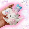 Cute Bowknot Rabbit Plush Doll Key Chain Backpack Pendant Couple Keyrings Game Needy Girl Overdose KAngel Cosplay Accessories. 