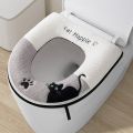 1pc Thickened U-Shaped Toilet Seat Cover Zipper Style Toilet Seat Pad Winter Waterproof Seat Pad Household Thick Toilet Pad.