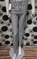 Women Black & White Thin Vertical Striped Leggings Trousers. 