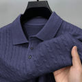 Autumn Men's Knitted Pullover Sweaters Cable Woolen Button Sweater Slim V-neck Long Sleeve Outerwear Winter Warm Heavyweight Top.