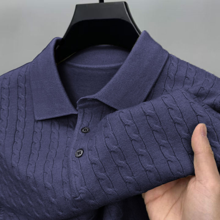 Autumn%20Men's%20Knitted%20Pullover%20Sweaters%20Cable%20Woolen%20Button%20Sweater%20Slim%20V-neck%20Long%20Sleeve%20Outerwear%20Winter%20Warm%20Heavyweight%20Top%20-%20Image%205