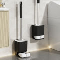 WORTHBUY Punch-Free Wall Mounted Toilet Brush With Drainable Base Long Handle Plastic Toilet Cleaning Brush Bathroom Accessories. 