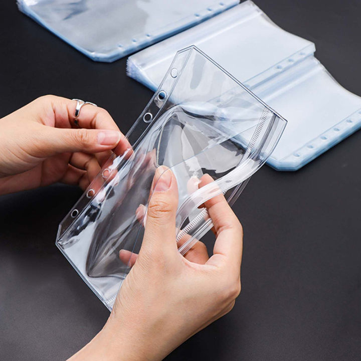 6pcs%20Convenient%20Clear%20PVC%20A5%20A6%20A7%20Binder%20Pockets%20Clear%20Zipper%20Folders%20For%206-Ring%20Notebook%20Binder%20Files%20Reports%20Binder%20-%20Image%202