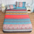 1PC Bohemia Bed Sheet for Double Bed Single/Queen Fitted Bed Sheet with Elastic Band Reactive Printed Mattress Cover 180x200cm. 
