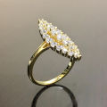 Huitan Trendy Women Wedding Rings Fashion Marquise Shaped Gold Color Rings Engagement Wedding Band Accessories Luxury Jewelry.