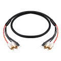 Audio 2RCA Cable with Ground Wire Black tape player LP Vinyl Record Player Amplifier Chassis Gold Plated plug.