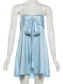 Sisterlinda Women Sweet  Satin Dress Chic Elegant Bow Patchwork Sleeveless Summer Trend Vacation Party Club Fashion Bodycon. 