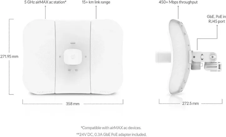 Ubiquiti%20LBE-5AC-GEN2-US%20LiteBeam%20AC%20Gen2%20LBE-5AC-Gen2%20IEEE%20802.11ac%20450%20Mbit/s%20Wireless%20Bridge%20-%20Image%202