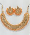 Maroon colour jewellery set of round crystal earrings and chowker neckless in maroon colour for girls and women for wedding party and eid in low price. 