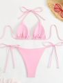 Korean Shine Pink Triangle Bikini  Set. 