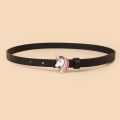 European Cute Simple Fashion Design Oil Dropping Unicorn Pony Buckle Thin Belt for Boys and Girls Universal for Kids.