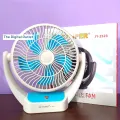 JYSUPER JY-2523 AC/DC Rechargeable 3600mAh Lithium Battery Four Step Wind Modes Portable Desk Fan. 