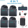 Pink 1 In 4 Wireless Lavalier Microphone Noise Reduction With Windproof Cap Mute Recording Function Portable Audio Video Live. 
