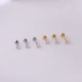 2pcs Stainless Steel Piercing Tragus Stud Earrings, Crystal Labret Small Ear Stud Helix Cartilage Earring for Women Body Jewelry. 