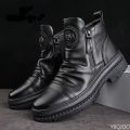 New Spring Luxury Minimalist Men Ankle Boots Fashionable Versatile High Top Shoes Zipper Retro Comfortable Men's Boots. 