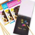 Rainbow Magic scratch note pad book A6 size with wooden stick 10 sheets. 