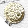 Removable Golf Ball Marker Year of the Golden Dragon With Magnetic Hat Cap Clips For Golfer Boys Girl Alloy Marker.