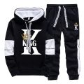 King Queen Printing Mens Womens Tracksuit Hot Sales Casual Hooded Sweatshirts Sweatpants 2 Pcs Set Home Street Couple's Clothing. 