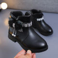 Girls Children Princess Shoes with Butterfly Knot Soft Sole High Top Studded Boots Kids Casual PU Leather Boots Pure Color Shoes. 
