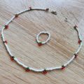 white cherry beaded necklace - trendy beaded necklace - beaded choker - daisy beaded necklace - boho beaded jewelry customize. 
