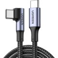 UGREEN 70643 USB-C 2.0 to Angled USB-C M/M Cable Aluminium Shell with Braided 1m (Black) US334.