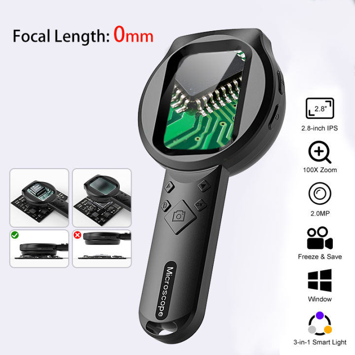 2.8'' IPS Hand-held Digital Magnifier Portable Microscope 50-100X ...