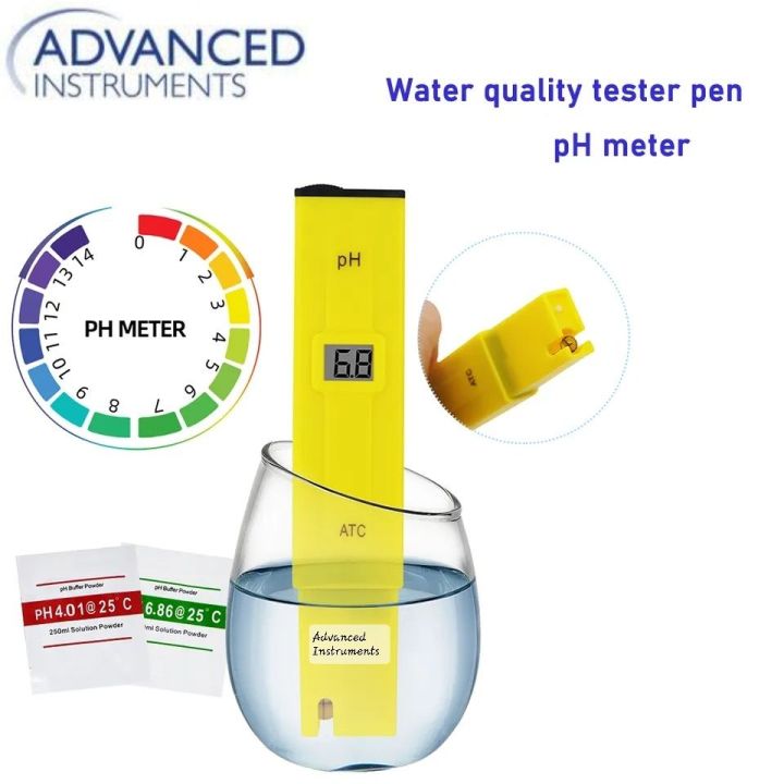 ADVANCED™ Digital PH Meter, Pen PH Tester 0.1 PH High Accuracy with 2 Standard PH Buffer Powders for Household Drinking Pool Soil Aquarium Water