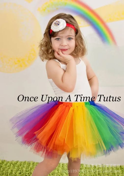 Girl's%20Rainbow%20Color%20Tutus%20Skirts%20Baby%20Handmade%20Multicolor%20Tulle%20Ballet%20Dance%20Tutus%20with%20Flower%20Headband%20Kids%20Party%20Pettiskirts%20-%20Image%205