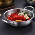 Stainless Steel Cookware Saucepan Dry Pots with Handle Home Cooking Paella Pan Seafood Rice Pot Picnic Snack Plates.