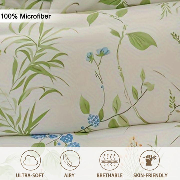 3pcs/set%20Leaf%20Floral%20Pattern%20Duvet%20Cover%20Set(1%20Duvet%20Cover%20&%202%20Pillowcase%EF%BC%89Soft%20And%20Skin-Friendly%20Duvet%20Cover%20Bedding%20Set%20For%20-%20Image%203