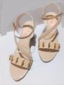 Stylish Platform Heel Sandals for Girls – Lace-Up, Reptile Leather, 2.5". 