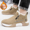 Men's Winter Snow Boots, Zipper Closure Design, Thick Plush Lining for Warmth and Comfort, Suitable for Cold Weather Sports and Casual Wear. 