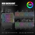 Hozee G60 One-Handed RGB Gaming Keyboard, USB Wireless Rainbow Letters Glow Single Hand Mechanical Feeling Keyboard with Wrist Rest Support, Portable 35 Keys for Laptop, PC, Computer HozeeoZ3u8hby. 