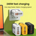 240W 5 Ports 2USB 3Type C Fast Charging LED Mobile Phone Charger For   Iphone  USB C Charger Adapter. 