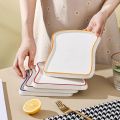 1Pc Ceramic Bread Shaped Breakfast Plate Toast Dishes Salad Fruit Snack Tray Household Tableware Dinner. 