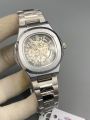 Ghani Watches Premium Skeleton Automatic Watch – Steel Chain | Master Lock | Transparent Back. 