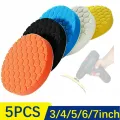 3/4/5/6/7inch 5Pcs Car Polishing Pad Kit Set Self-Adhesive Buffing Waxing Sponge Wool Wheel Polishing Pad For Car Polisher Drill. 