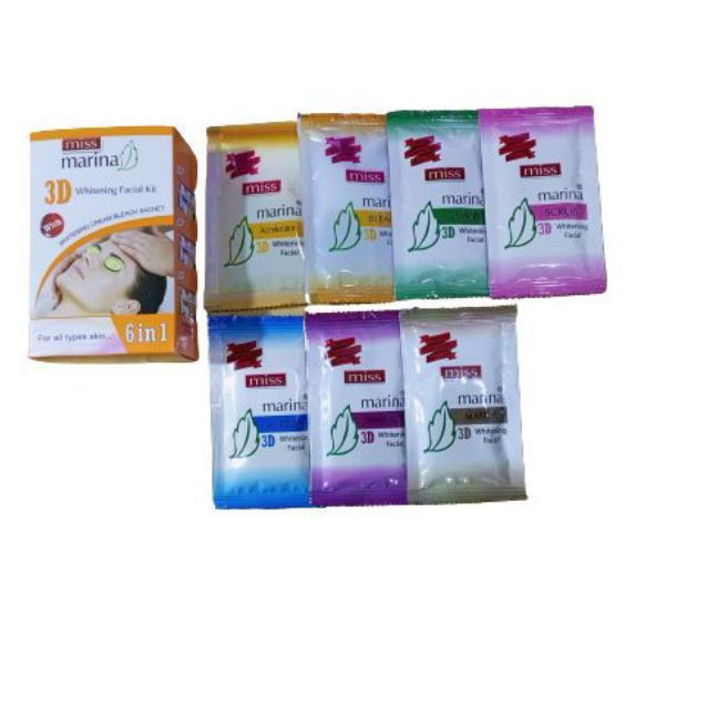 Miss Marina 3D Whitening Facial Kit  For All Types Skin..6 in 1