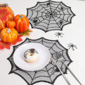 Diameter 30cm Halloween Tablecloth Black Placemat Disposable Spider Table Runner Halloween Decoration Set.