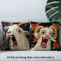 1/2 Pcs Funny Screaming Goat Pillow Cover 2D Print Decorative Cushion Case for Sofa Couch Home Decor, Novelty Animal Pattern Th.