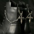 2Pcs Gothic Retro Spear Shaped Pendant Boot Chain Silver Metal Detachable Shoe Chain punk Boot Decoration Accessories. 