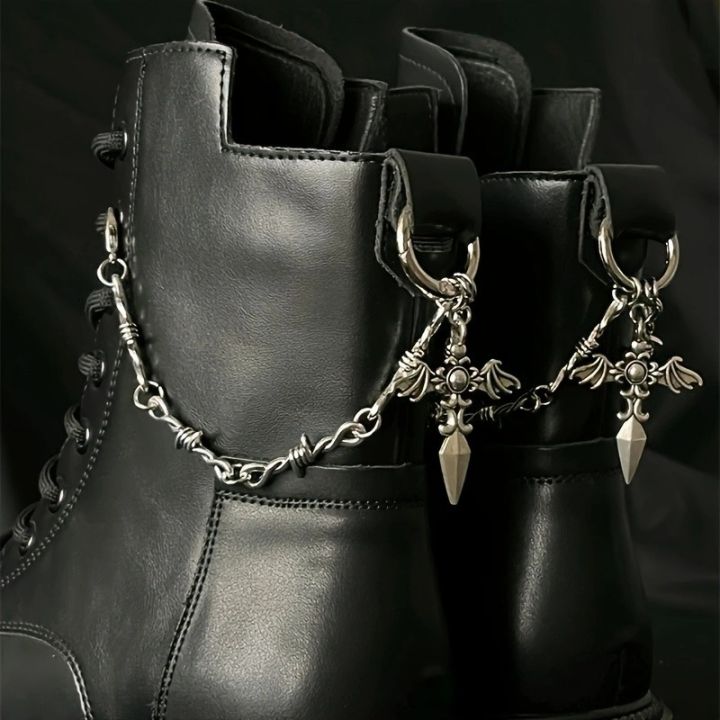2Pcs%20Gothic%20Retro%20Spear%20Shaped%20Pendant%20Boot%20Chain%20Silver%20Metal%20Detachable%20Shoe%20Chain%20punk%20Boot%20Decoration%20Accessories%20-%20Image%202