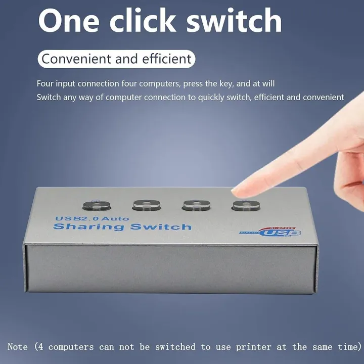 SinLoon Printer Splitter,USB Printer Sharing Switch4 Ports,4 PCs Share ...